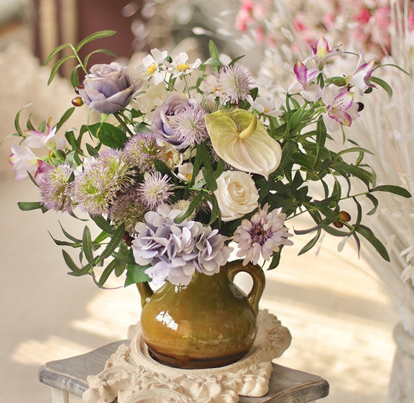 Large Bunch of Purple Romantic Flowers, Real Touch Artificial Floral for Living Room, Beautiful Spring Flower Arrangement for Home Decoration, Table Centerpiece-Silvia Home Craft