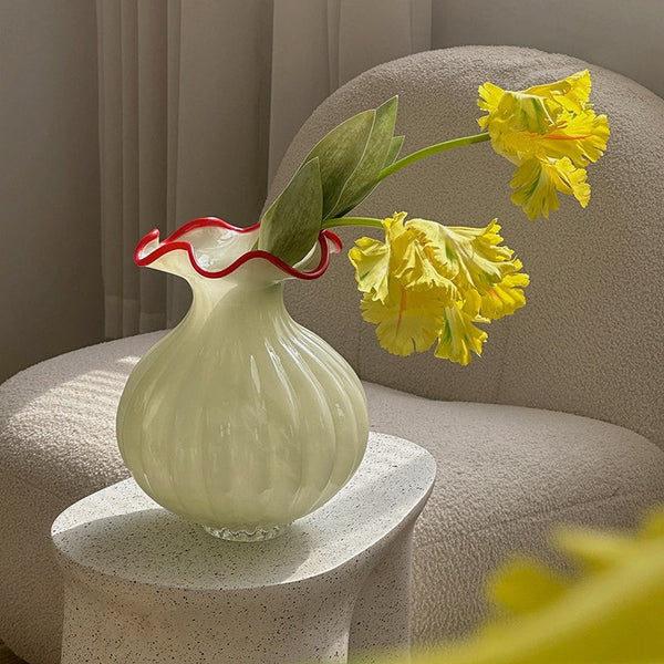 Unique Handmade Vase for Flowers, French Vintage Glass Flower Vases, Glass Bud Vases, Flower Vases on Table-Silvia Home Craft