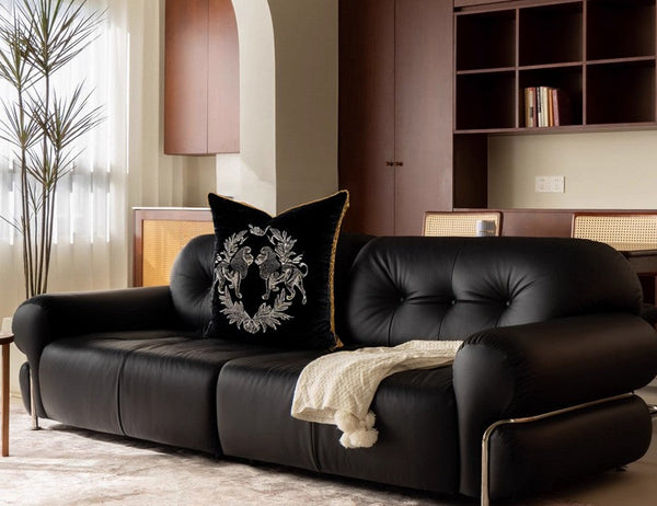 Modern Pillows for Couch, Embroidery Lion Decorative Pillow Covers, Decorative Throw Pillows for Living Room, Large Modern Sofa Pillows-Silvia Home Craft