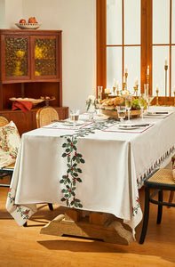 Modern Rectangle Tablecloth for Dining Room Table, Flower Pattern Tablecloth for Home Decoration, Square Tablecloth, Farmhouse Table Cloth, Christmas Tablecloth-Silvia Home Craft