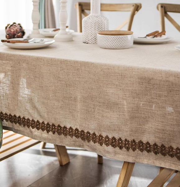 Large Rectangle Table Cover for Dining Room Table, Modern Table Cloth, Cotton and Linen Tablecloth for Home Decoration, Square Tablecloth for Round Table-Silvia Home Craft