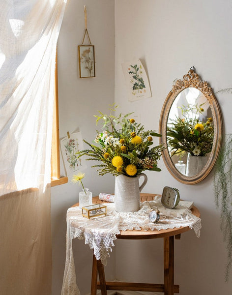 Beautiful Modern Artificial Flowers for Dining Room Table, Dandelion, Wheat Branch, Eucalyptus Globulus, Unique Flower Arrangement for Home Decoration-Silvia Home Craft