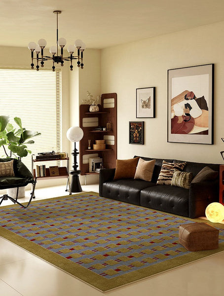 Mid Century Modern Rugs for Living Room, Vintage Area Rugs for Bedroom, Large Contemporary Area Rugs for Dining Room-Silvia Home Craft