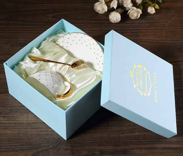 Elegant Ceramic Tea Cups, Unique Tea Cups and Saucers in Gift Box as Birthday Gift, Beautiful British Tea Cups, Creative Bone China Porcelain Tea Cup Set-Silvia Home Craft
