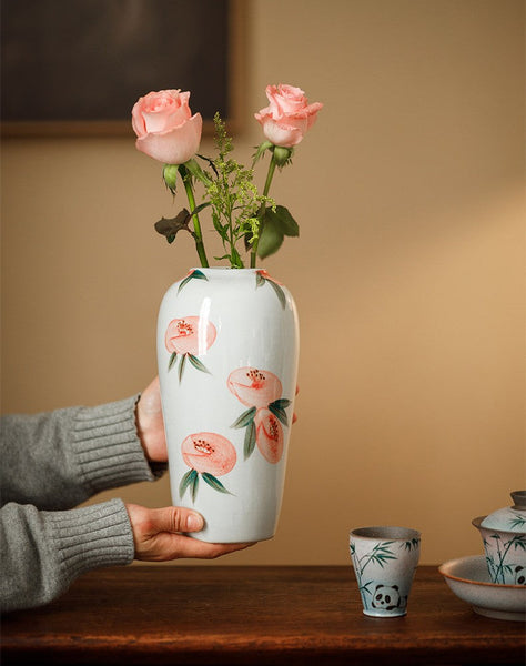 Handmade Water Holding Flower Vases, Modern Flower Vase Centerpiece on Table, Porcelain Flower Vases, Ceramic Bouquet Vases-Silvia Home Craft