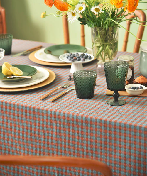 Cotton Chequer Rectangular Tablecloth for Kitchen, Rectangle Table Covers for Dining Room Table, Square Tablecloth for Coffee Table, Farmhouse Table Cloth-Silvia Home Craft
