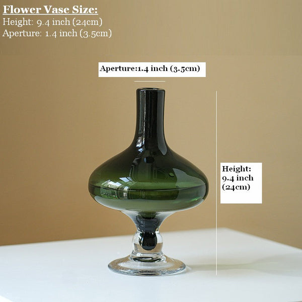 Decorative Glass Vase, Mid Century Glass Vases, Handmade Modern Vases for Bedroom, Centerpiece Contemporary Vases on Table, Modern Glass Vase for Flowers-Silvia Home Craft
