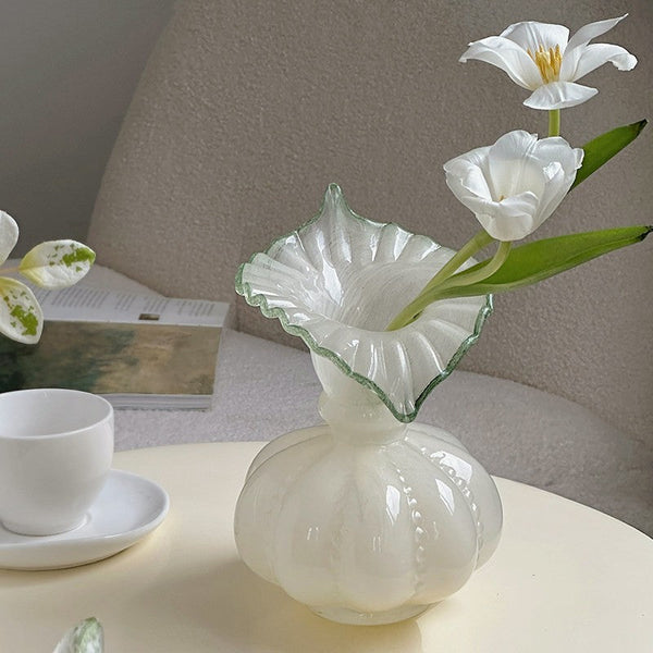 Modern Glass Flower Vases, Handmade Glass Bud Vases, Water Holding Flower Vases, Flower Vases on Table, Small Flower Vase-Silvia Home Craft