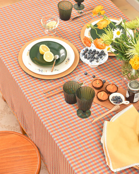 Rectangle Table Covers for Dining Room Table, Square Tablecloth for Coffee Table, Cotton Chequer Rectangular Tablecloth for Kitchen, Table Cloth-Silvia Home Craft