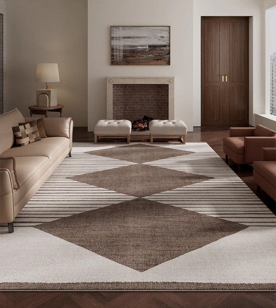 Geometric Modern Rug Placement Ideas for Bedroom, Contemporary Modern Rugs for Dining Room, Mid Century Modern Rugs for Living Room-Silvia Home Craft