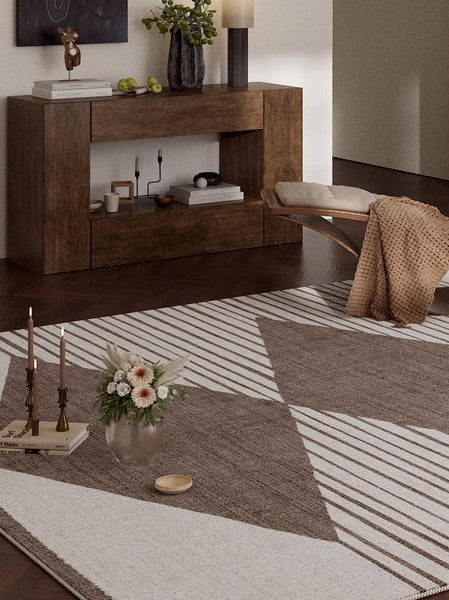 Geometric Modern Rug Placement Ideas for Bedroom, Contemporary Modern Rugs for Dining Room, Mid Century Modern Rugs for Living Room-Silvia Home Craft