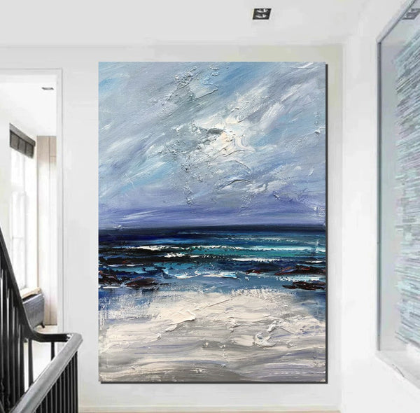 Extra Large Abstract Paintings on Canvas, Abstract Landscape Paintings for Bedroom, Hand Painted Abstract Painting, Bedroom Wall Art Ideas-Silvia Home Craft