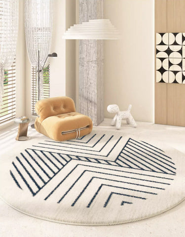 Contemporary Round Rugs for Dining Room, Abstract Round Rugs Next to Bedroom, Geometric Modern Rug Ideas under Coffee Table-Silvia Home Craft