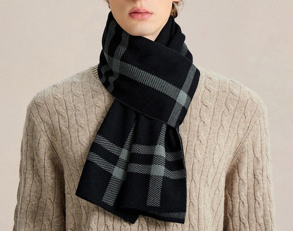 Men's Winter Scarves, Business Casual Scarf for Men, Long Wool Man Scarf, Formal Men Scarf Styles, Fashion Men Scarf, Unique Gifts for Men, Men's Wool Scarf Winter-Silvia Home Craft