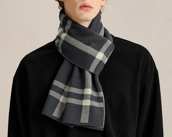 Business Casual Scarf for Men, Long Wool Man Scarf, Formal Men Scarf Styles, Men's Winter Scarves, Fashion Men Scarf, Unique Gifts for Men, Men's Wool Scarf Winter-Silvia Home Craft