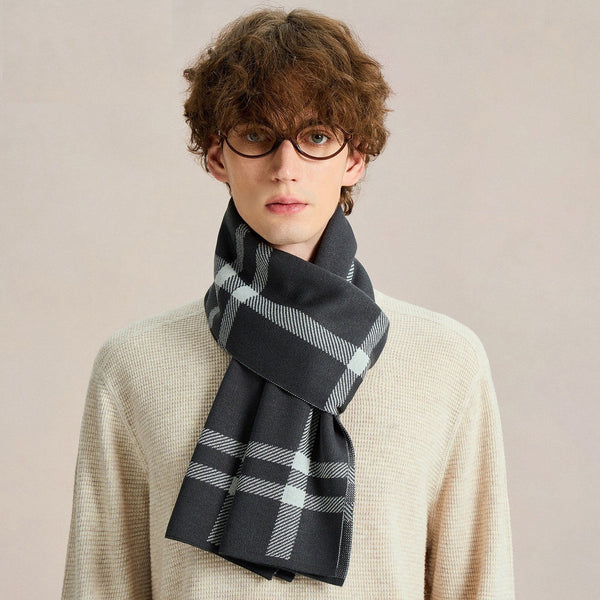Long Wool Man Scarf, Formal Men Scarf Styles, Men's Winter Scarves, Fashion Men Scarf, Unique Gifts for Men, Men's Wool Scarf Winter, Business Casual Scarf for Men-Silvia Home Craft