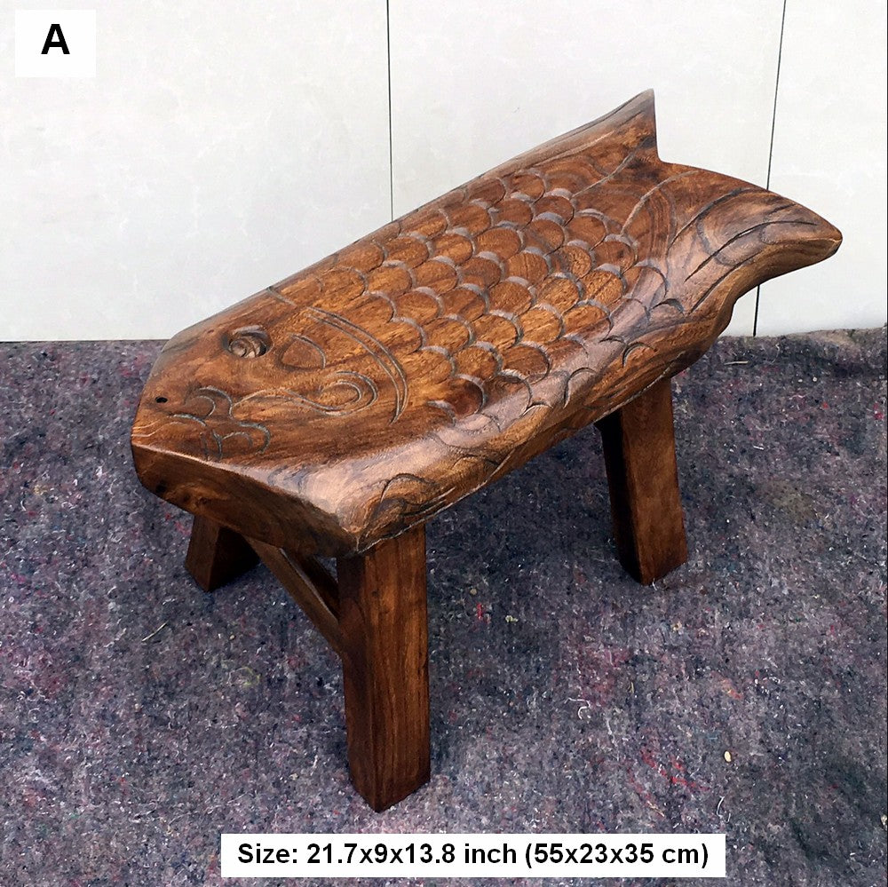 Creative Shoe-changing Stool, Handmade Solid Wood low Stool, Vintage Old Elm Wood Stool, Children's Wooden Stool, Sofa Stool, Dining Table Stool-Silvia Home Craft