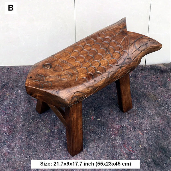 Creative Shoe-changing Stool, Handmade Solid Wood low Stool, Vintage Old Elm Wood Stool, Children's Wooden Stool, Sofa Stool, Dining Table Stool-Silvia Home Craft