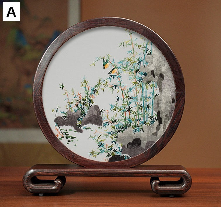 Elegant Silk Embroidery Ornaments, Traditional Chinese Suzhou Flower and Birds Silk Embroidery, Exclusive Business Presents, Creative Birthday Gift, Premium Souvenir-Silvia Home Craft