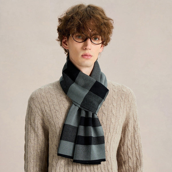 Long Wool Man Scarf, Unique Gifts for Men, Business Casual Scarf for Men, Men's Wool Scarf Winter, Formal Men Scarf Styles, Men's Winter Scarves, Fashion Men Scarf-Silvia Home Craft