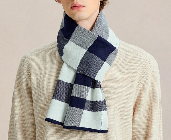 Men's Wool Scarf Winter, Formal Men Scarf Styles, Men's Winter Scarves, Unique Gifts for Men, Long Wool Man Scarf, Business Casual Scarf for Men-Silvia Home Craft