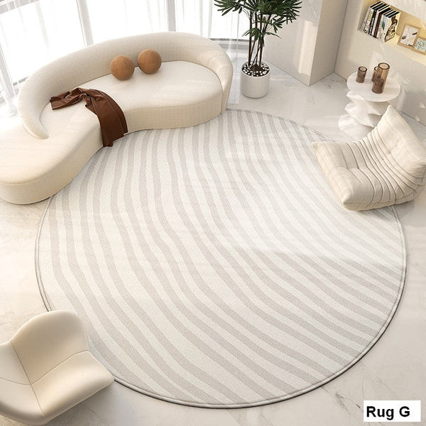 Unique Modern Rugs for Living Room, Geometric Round Rugs for Dining Room, Contemporary Modern Area Rugs for Bedroom, Circular Modern Rugs under Chairs-Silvia Home Craft