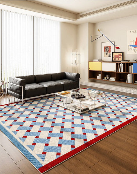 Modern Living Room Rug Ideas, Mid Century Modern Rugs, Contemporary Abstract Rugs for Dining Room, Geometric Contemporary Rugs-Silvia Home Craft
