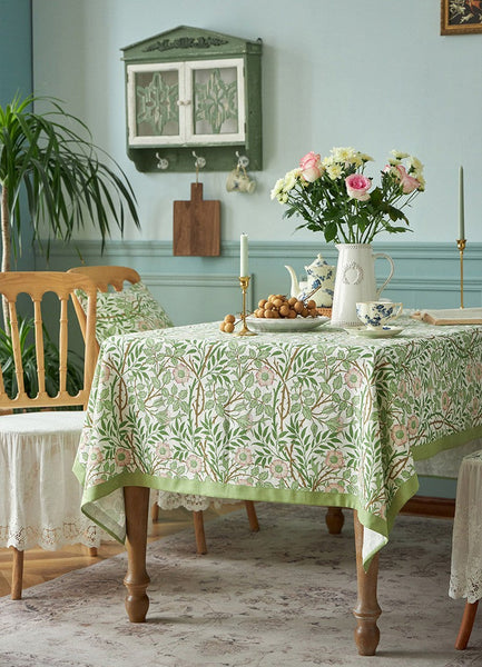 Large Rectangle Tablecloth for Dining Room Table, Square Tablecloth for Round Table, Farmhouse Table Cloth, Flower Pattern Tablecloth-Silvia Home Craft