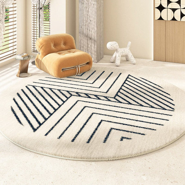 Contemporary Round Rugs for Dining Room, Abstract Round Rugs Next to Bedroom, Geometric Modern Rug Ideas under Coffee Table-Silvia Home Craft