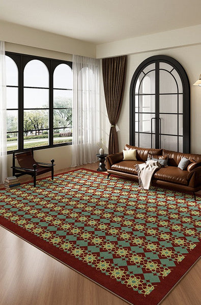 Mid Century Modern Rugs, Colorful Geometric Rugs for Dining Room, Minimalist Modern Rugs for Bedroom, Colorful Absract Rugs for Living Room-Silvia Home Craft