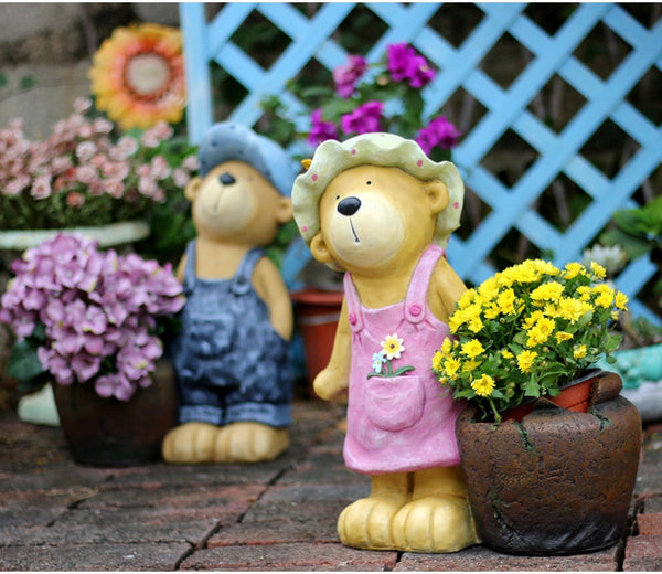 Garden Animal Sculpture Bear Statues, Garden Decor Ideas, Outdoor Garden Decoration, Animal Statues, Garden Ornament, Villa Courtyard Decor-Silvia Home Craft