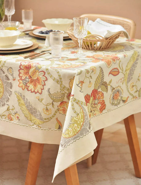 Extra Large Rectangle Tablecloth for Dining Room Table, Country Farmhouse Tablecloth, Square Tablecloth for Round Table, Rustic Table Covers for Kitchen-Silvia Home Craft