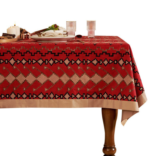 Red Christmas Holiday Tablecloth for Oval Table, Large Modern Rectangle Tablecloth for Dining Room Table, Square Table Covers for Kitchen, Farmhouse Table Cloth for Round Table-Silvia Home Craft