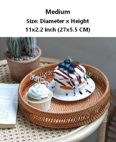 Woven Round Storage Basket, Rattan Stroage Baskets, Storage Baskets for Kitchen, Storage Baskets for Dining Room-Silvia Home Craft