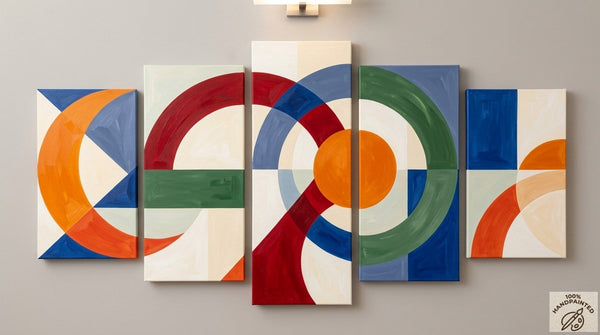 Geometric Contemporary Art, Abstract Acrylic Paintings, Hand Painted Canvas Art, Large Modern Paintings-Silvia Home Craft