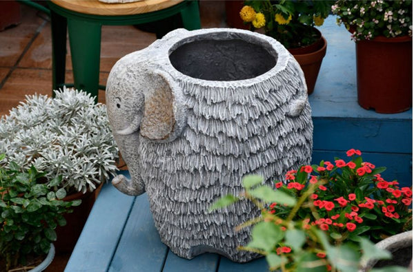 Elephant Flower Pot, Modern Animal Statue for Garden Ornaments, Large Elephant Flowerpot, Resin Statue for Garden, Villa Outdoor Decor Gardening Ideas-Silvia Home Craft