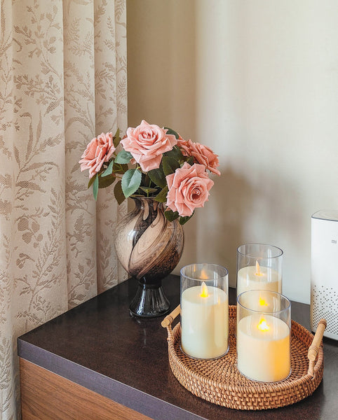 Vintage Glass Flower Vases, Water Holding Flower Vases, Handmade Glass Bud Vases, Flower Vases on Table-Silvia Home Craft