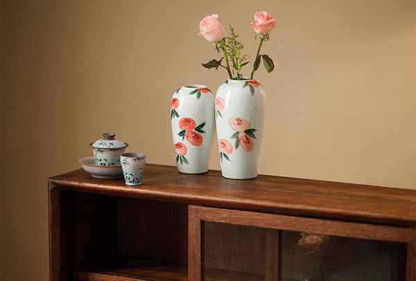 Porcelain Flower Vases, Handmade Water Holding Flower Vases, Modern Flower Vase Centerpiece on Table, Ceramic Bouquet Vases-Silvia Home Craft