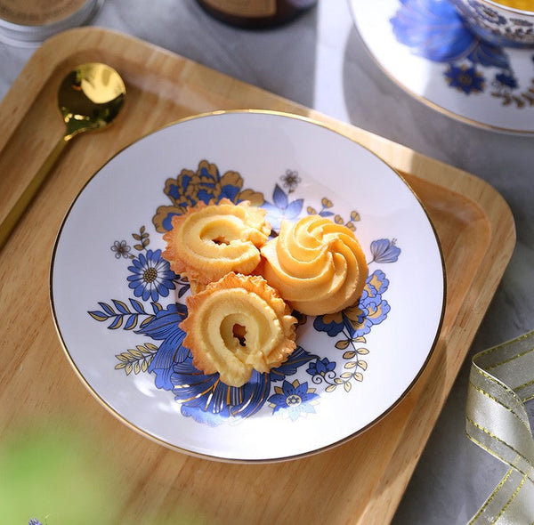 Afternoon British Tea Cups, Unique Iris Flower Tea Cups and Saucers in Gift Box, Elegant Ceramic Coffee Cups, Royal Bone China Porcelain Tea Cup Set-Silvia Home Craft
