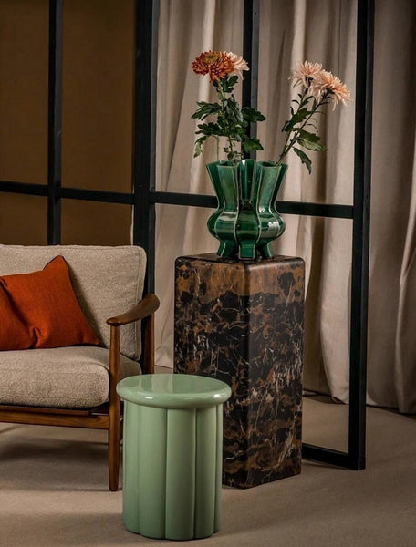 Unique Handmade Modern Flower Vase, Centerpiece Ceramic Bouquet Vases, Contemporary Vases on Dining Table, Green Porcelain Vases for Modern Home Decor-Silvia Home Craft