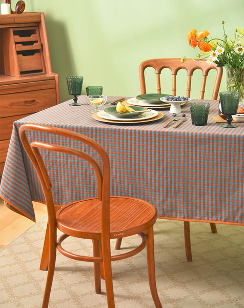 Cotton Chequer Rectangular Tablecloth for Kitchen, Rectangle Table Covers for Dining Room Table, Square Tablecloth for Coffee Table, Farmhouse Table Cloth-Silvia Home Craft