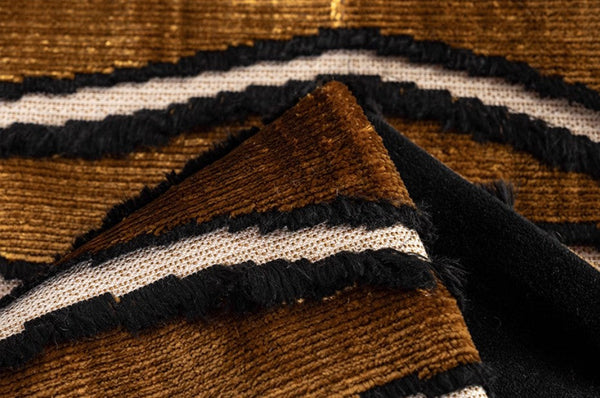 Golden Contemporary Pillows, Abstract Decorative Throw Pillows, Square Modern Throw Pillows for Couch, Large Simple Throw Pillow for Interior Design-Silvia Home Craft