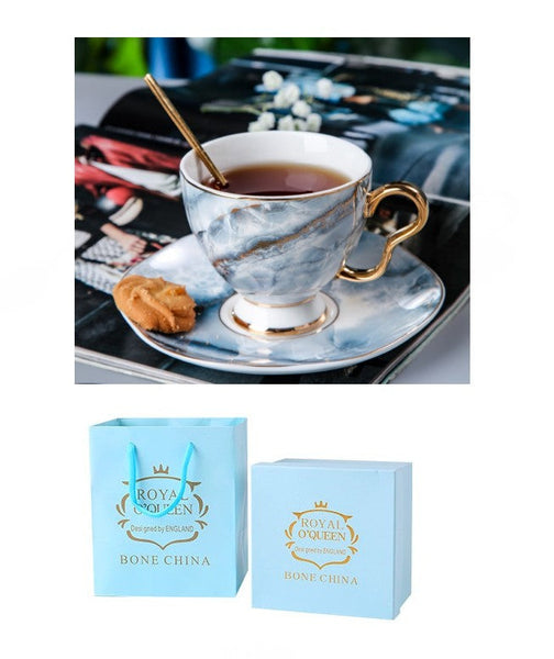 Elegant Ceramic Coffee Cups, 6.8 oz Tea Cup and Saucer in Gift Box as Birthday Gift, Beautiful British Tea Cups, Royal Porcelain Tea Cup Set-Silvia Home Craft