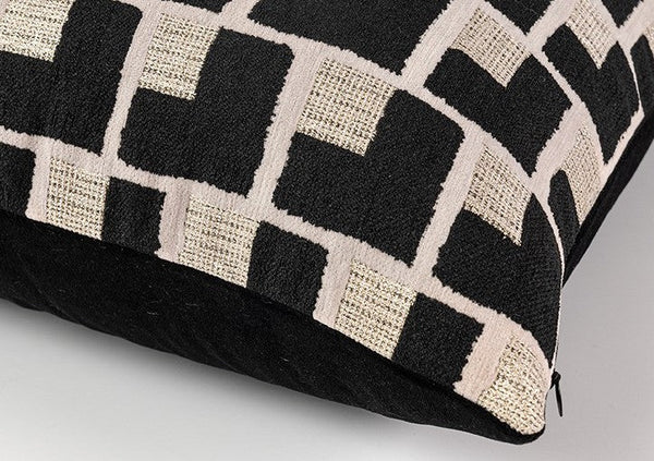Black Chequer Modern Sofa Throw Pillows, Abstract Contemporary Throw Pillow for Living Room, Large Decorative Throw Pillows for Couch-Silvia Home Craft