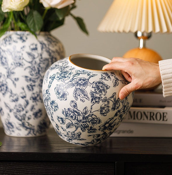 Porcelain Flower Vases, Modern Ceramic Bouquet Vases, Centerpiece on Dining Table, Flower Vase on Table, Handmade Water Holding Flower Vases-Silvia Home Craft