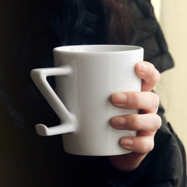Modern Handmade Pottery Coffee Cup, Creative White Ceramic Coffee Mugs, Large Unique Tea Cup, Large Capacity Coffee Cups-Silvia Home Craft
