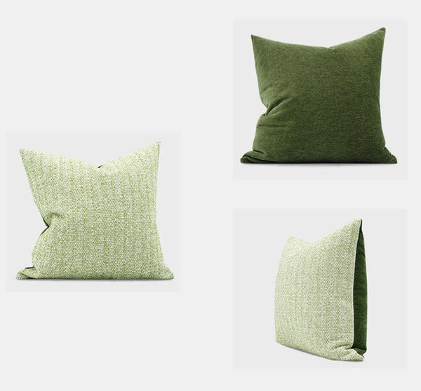 Green White Modern Sofa Pillows, Large Square Modern Throw Pillows for Couch, Simple Throw Pillow for Interior Design, Large Decorative Throw Pillows-Silvia Home Craft