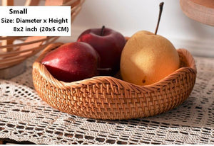 Woven Round Storage Basket, Rattan Storage Basket, Fruit Basket, Storage Baskets for Kitchen-Silvia Home Craft