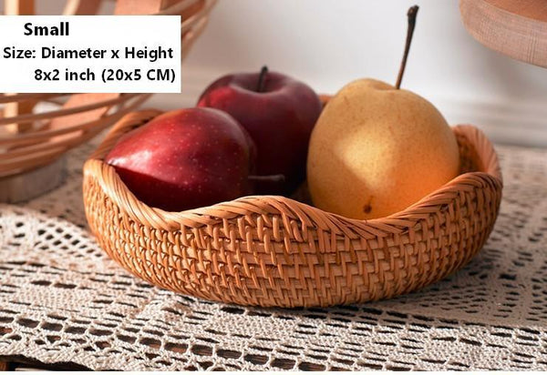 Woven Round Storage Basket, Rattan Storage Basket, Fruit Basket, Storage Baskets for Kitchen-Silvia Home Craft