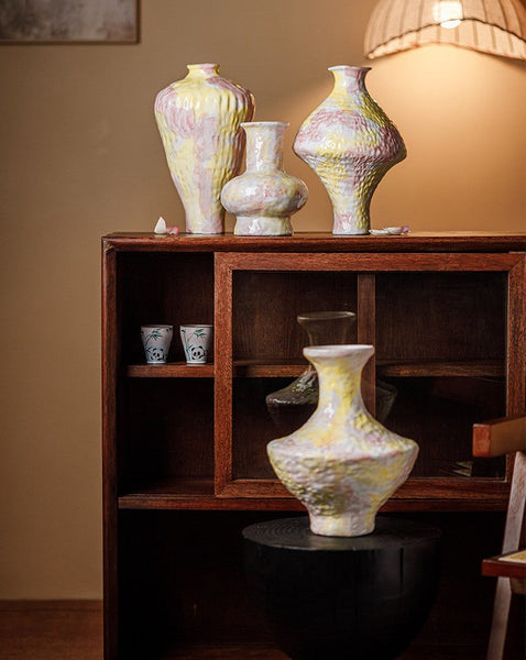 Handmade Water Holding Flower Vases, Modern Bouquet Flower Vases, Centerpiece on Dining Table, Large Flower Vase on Table, Pottery Flower Vases-Silvia Home Craft
